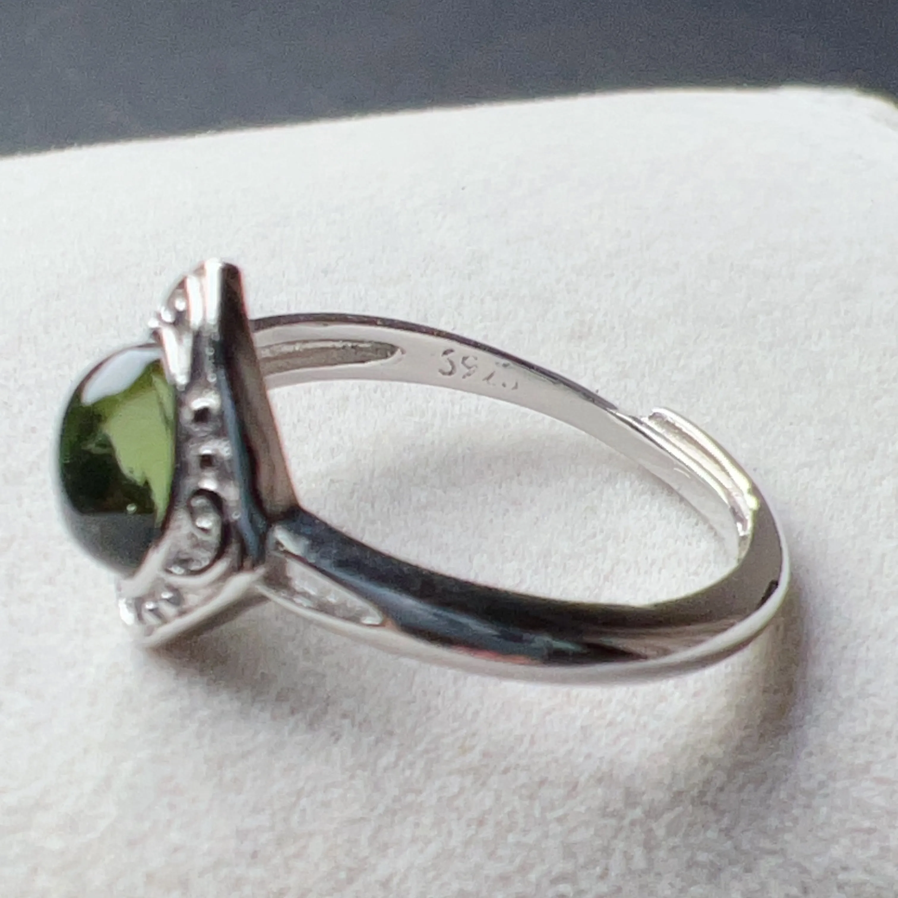 Custom-made Moldavite Ring with 925 Sterling Silver Adjustable Style | Rare High-frequency Heart Chakra Healing