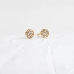 Diamond Mini Disc Stud Earrings - In Stock