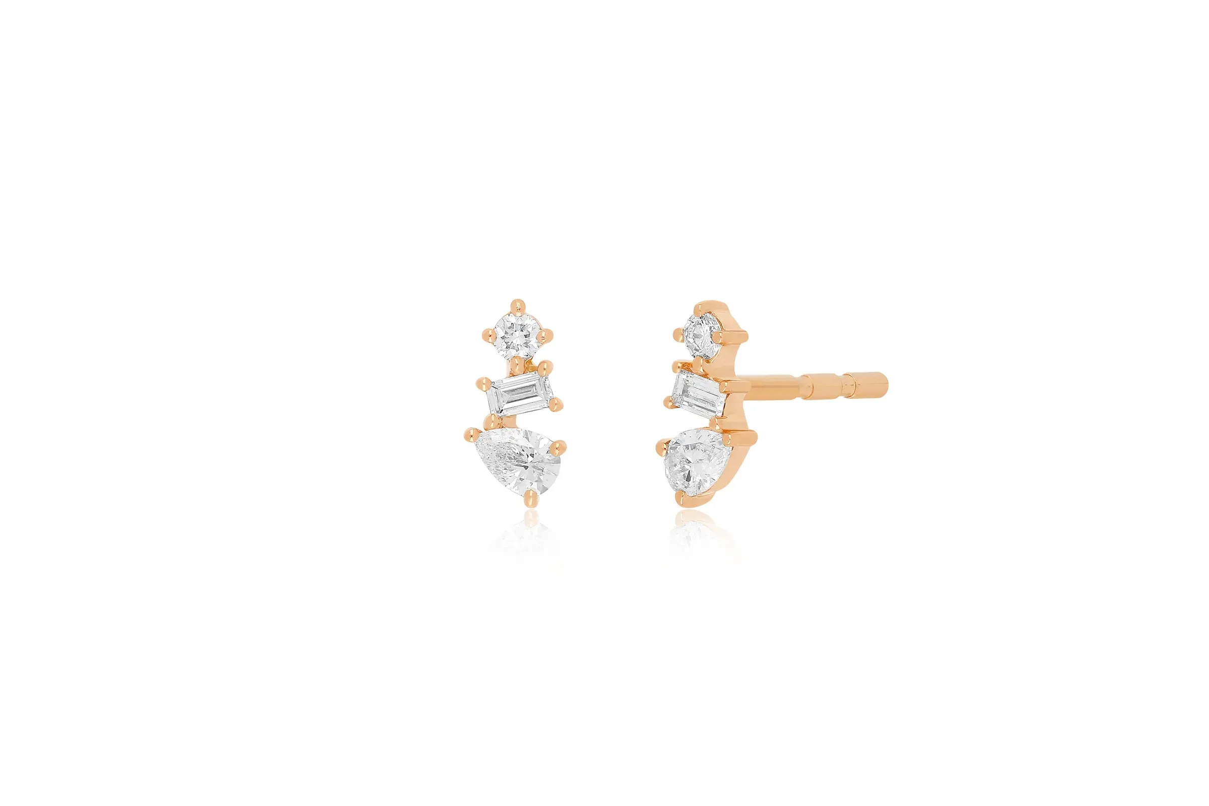 Diamond Multifaceted Stud Earring