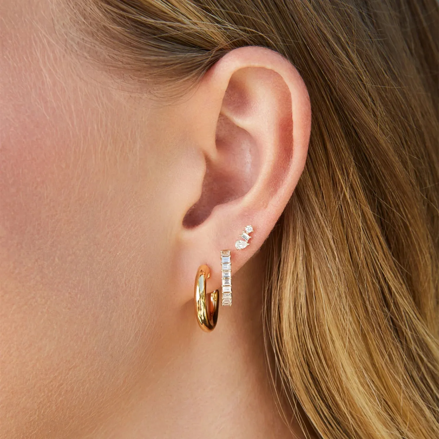 Diamond Multifaceted Stud Earring