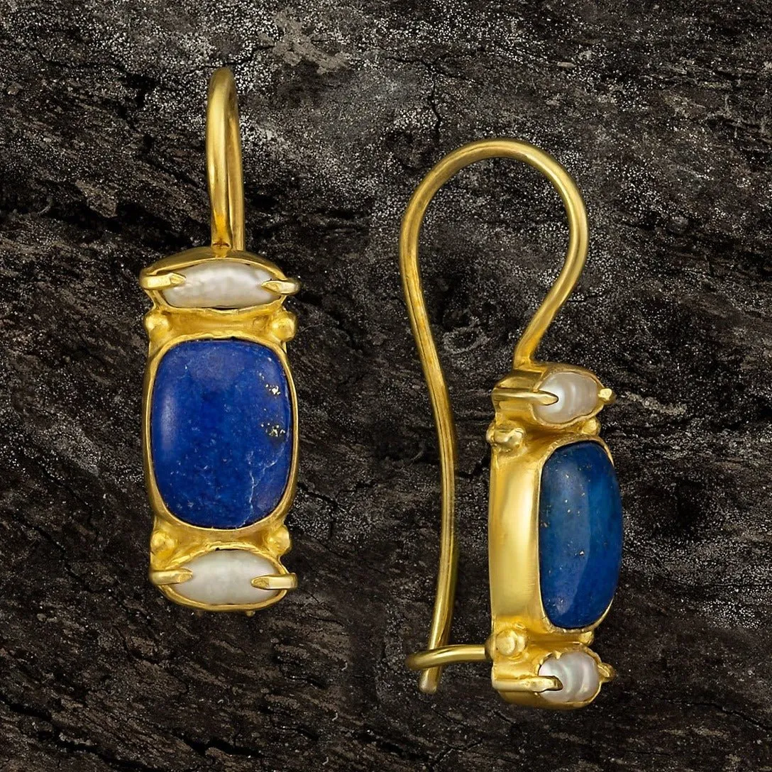 Dorset Lapis and Pearl Earrings