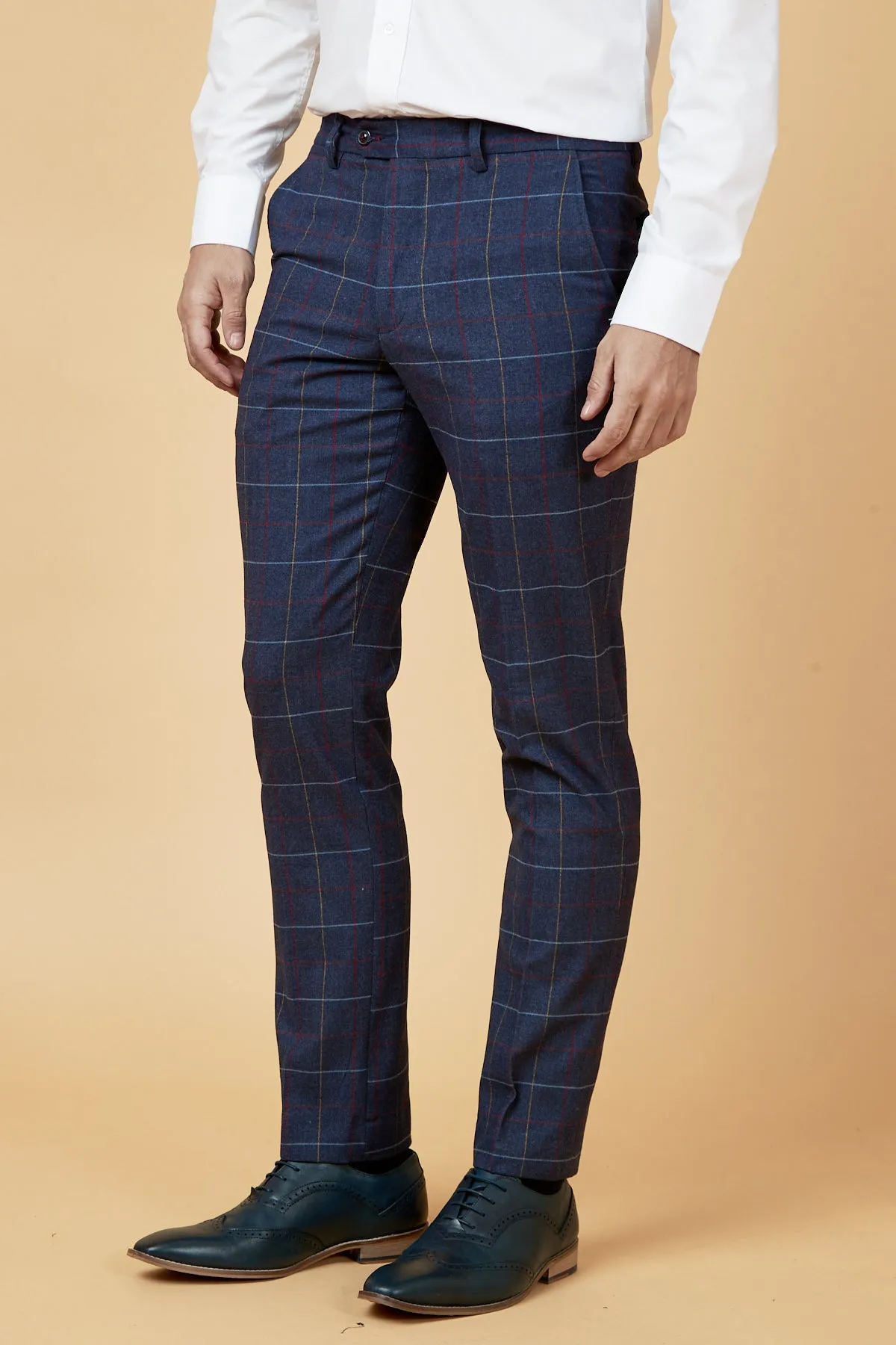 DRAKE - Navy Check Trousers