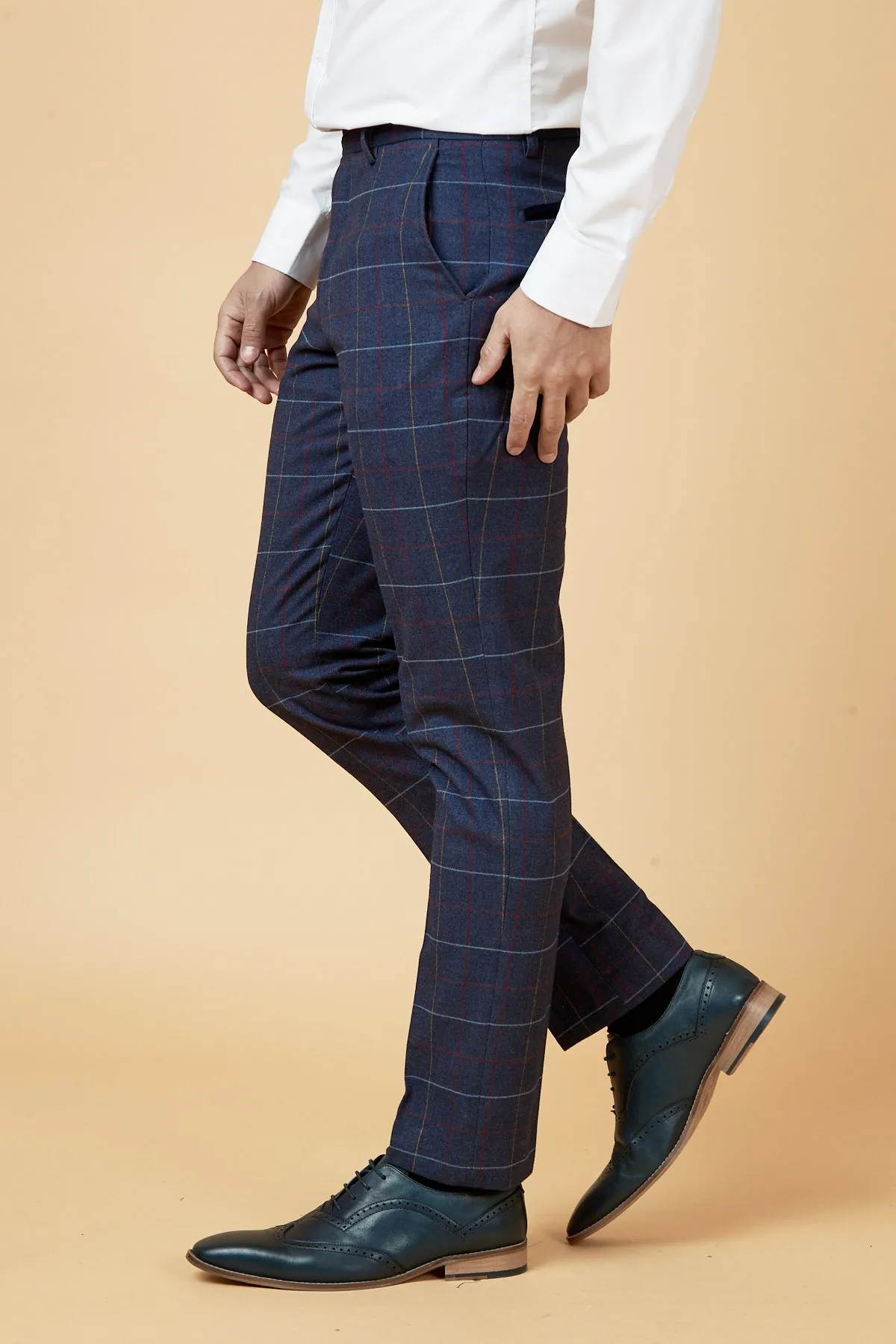 DRAKE - Navy Check Trousers