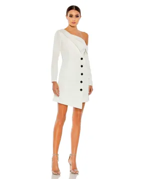 Drop Shoulder Faux Tuxedo Mini Dress