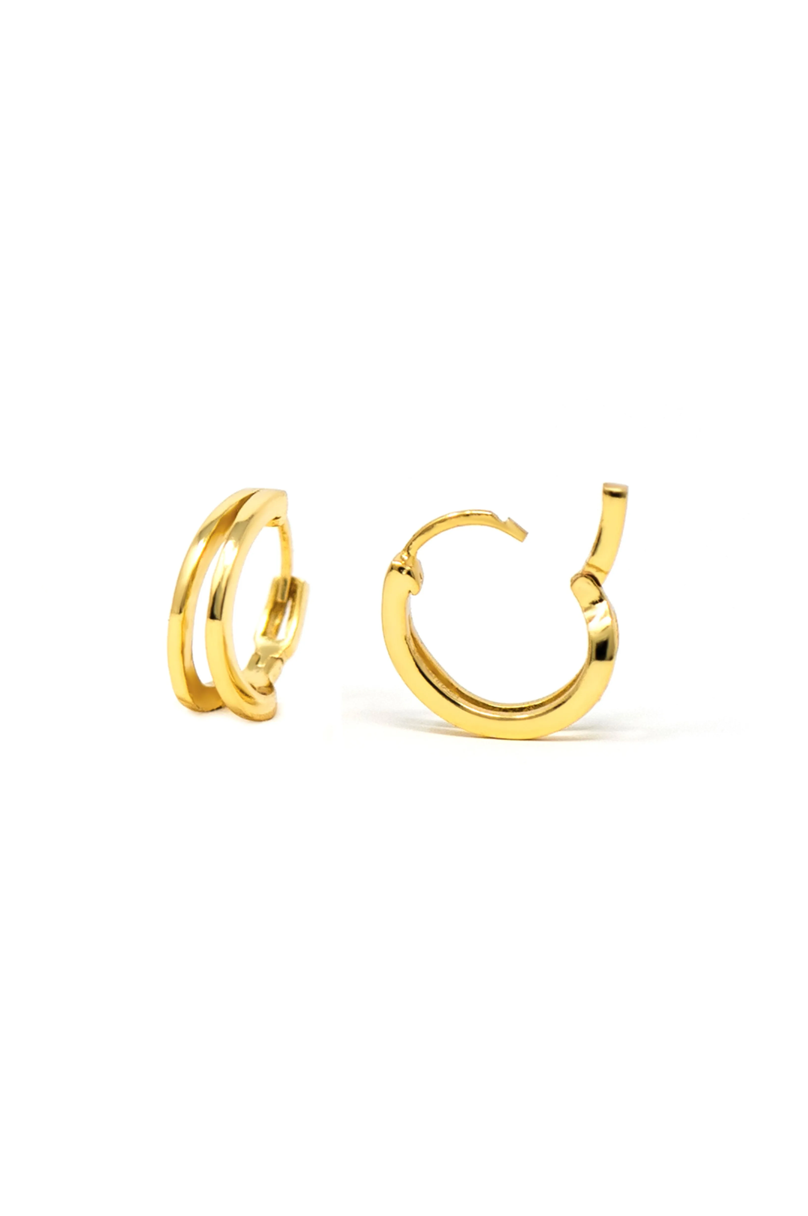 Dual Glam Sterling Silver Gold Plated Hoop Earrings