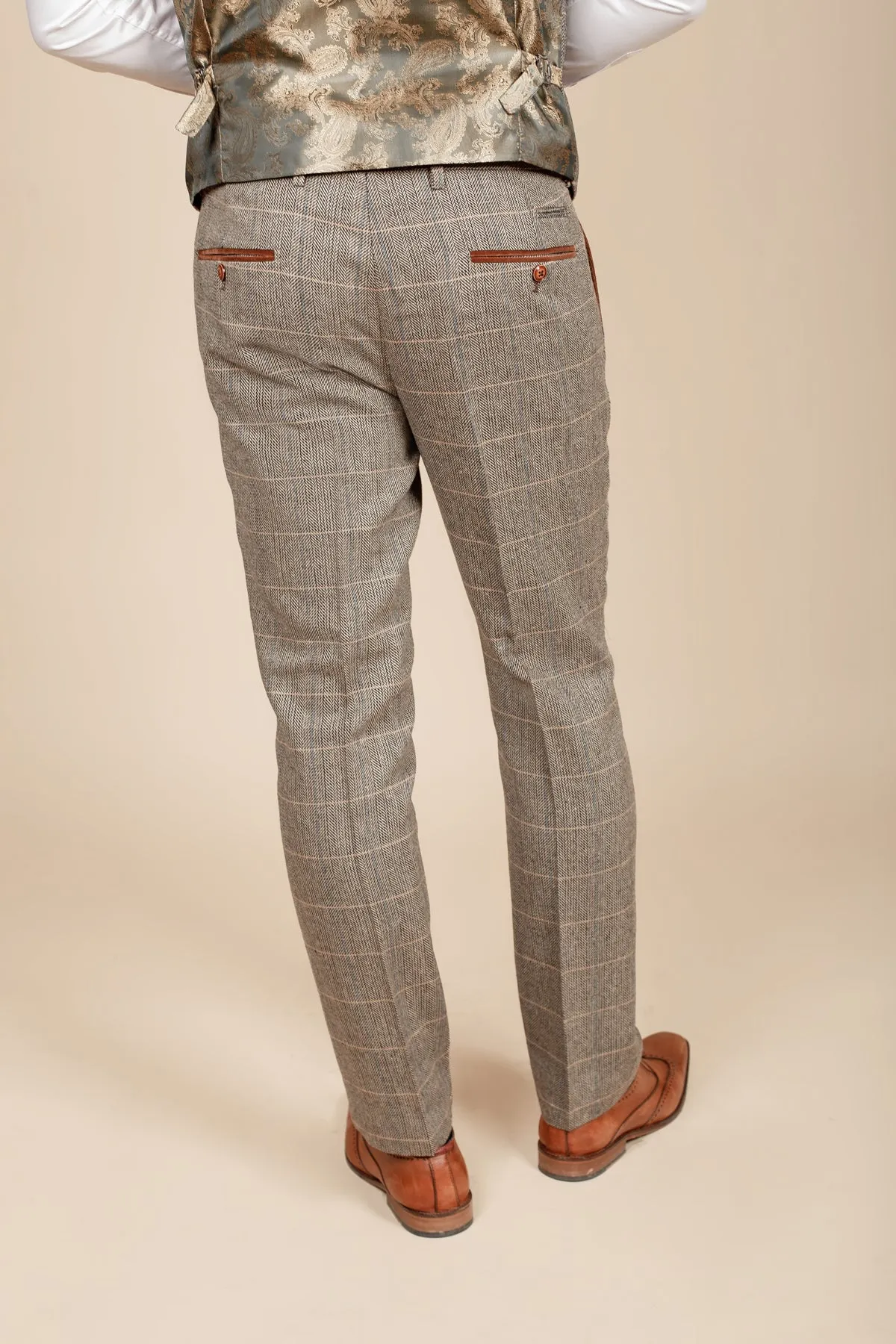 DX7 - Tan Tweed Check Trousers