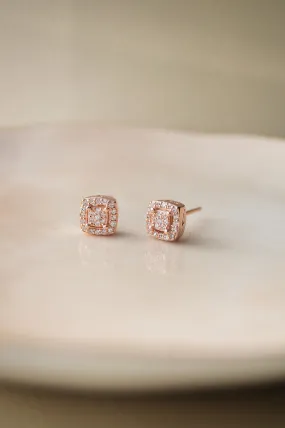 Ecentric Square Rose Gold Plated Sterling Silver Stud Earrings