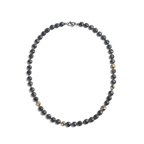 Elba Hematite and Black Diamond Necklace