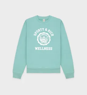 Emblem Crewneck - Aquamarine/White