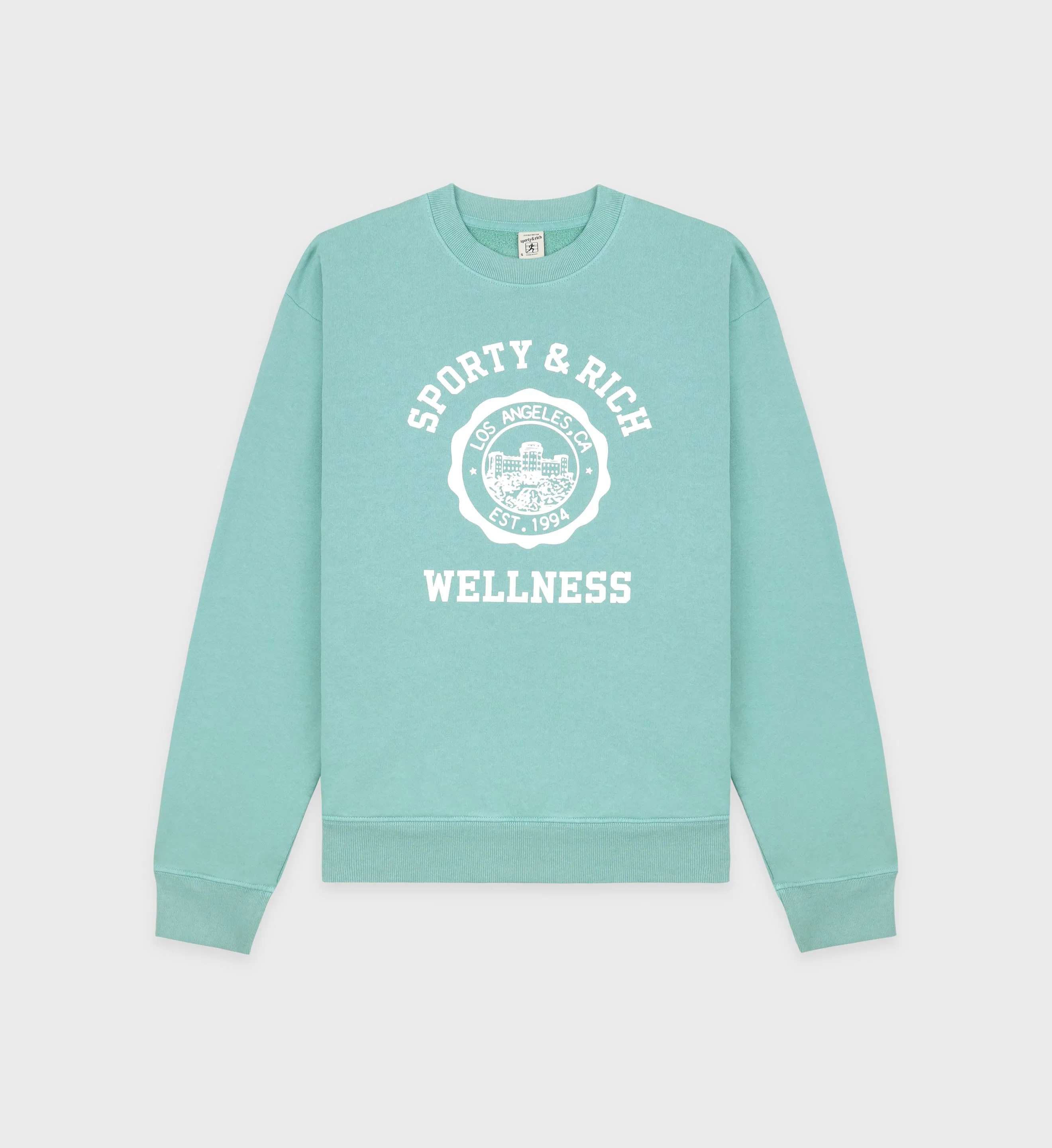 Emblem Crewneck - Aquamarine/White