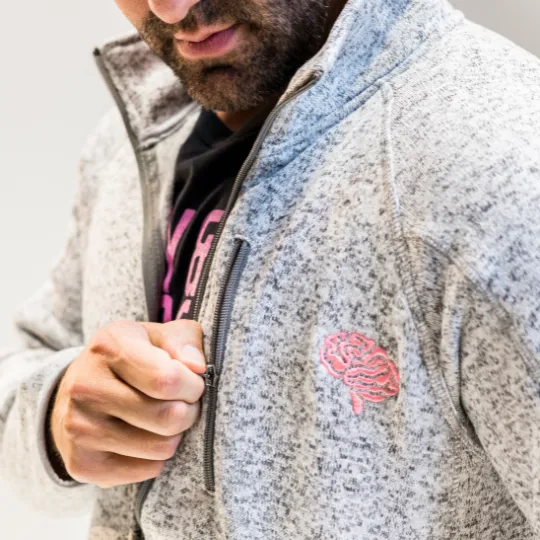 Embroidered Brain Full-Zip Sweater Fleece Jacket