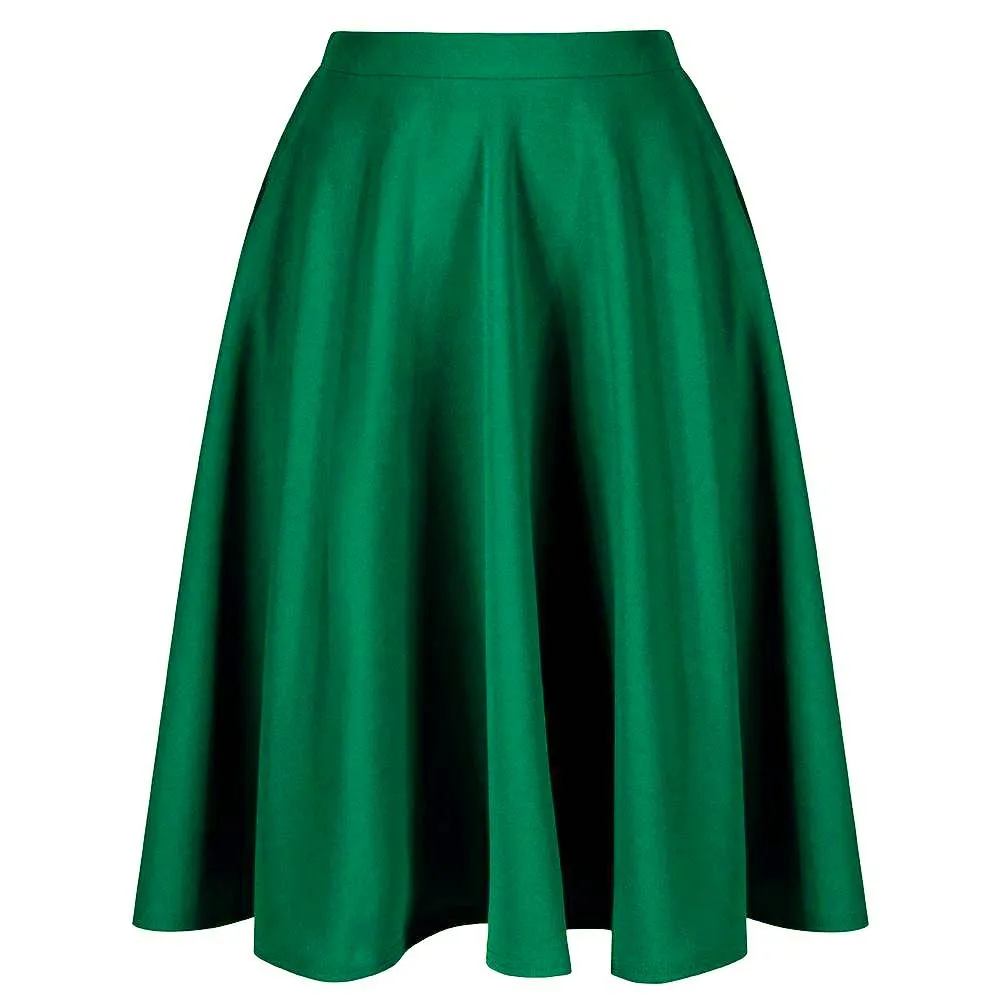 Emerald Green 1950s Vintage Rockabilly Swing Skirt