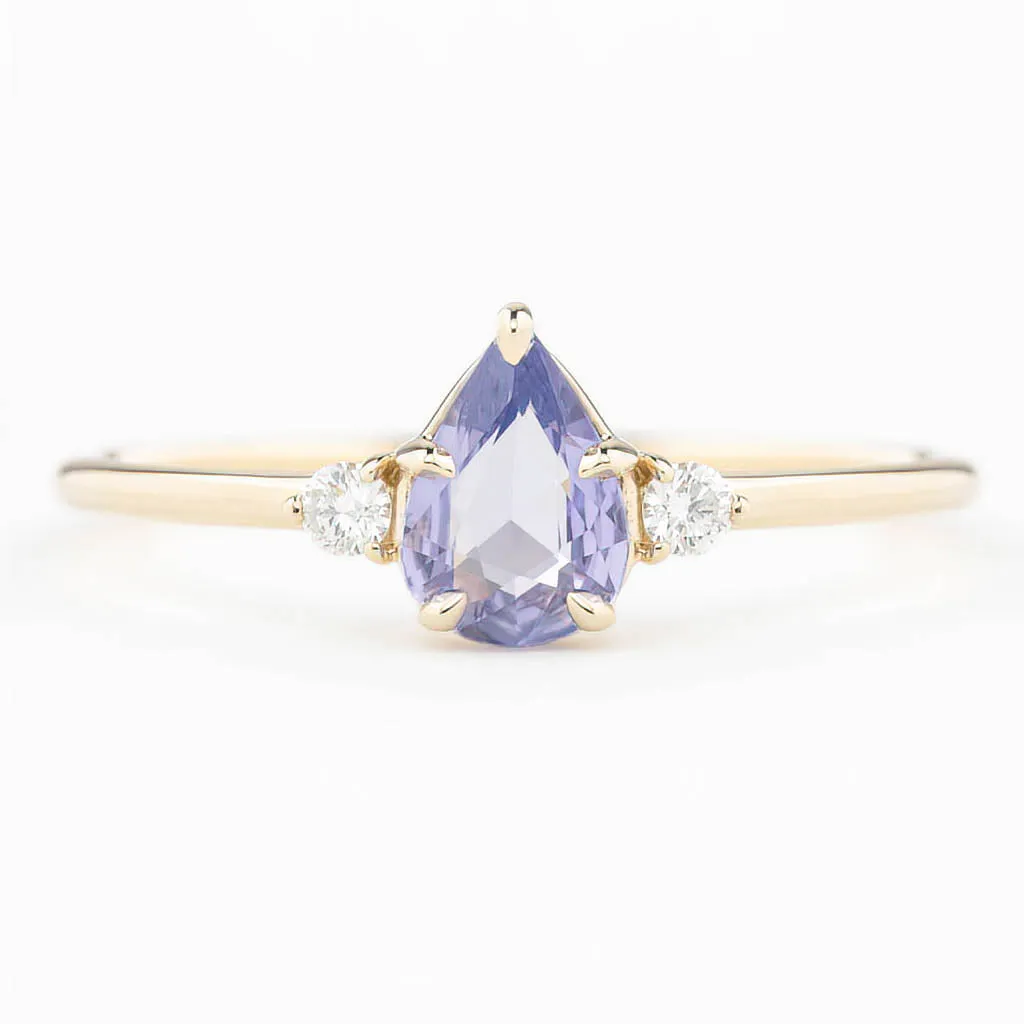 Emilie Ring 0.60ct Light Blue Madagascar Sapphire, 14K Yellow Gold (One of a kind)