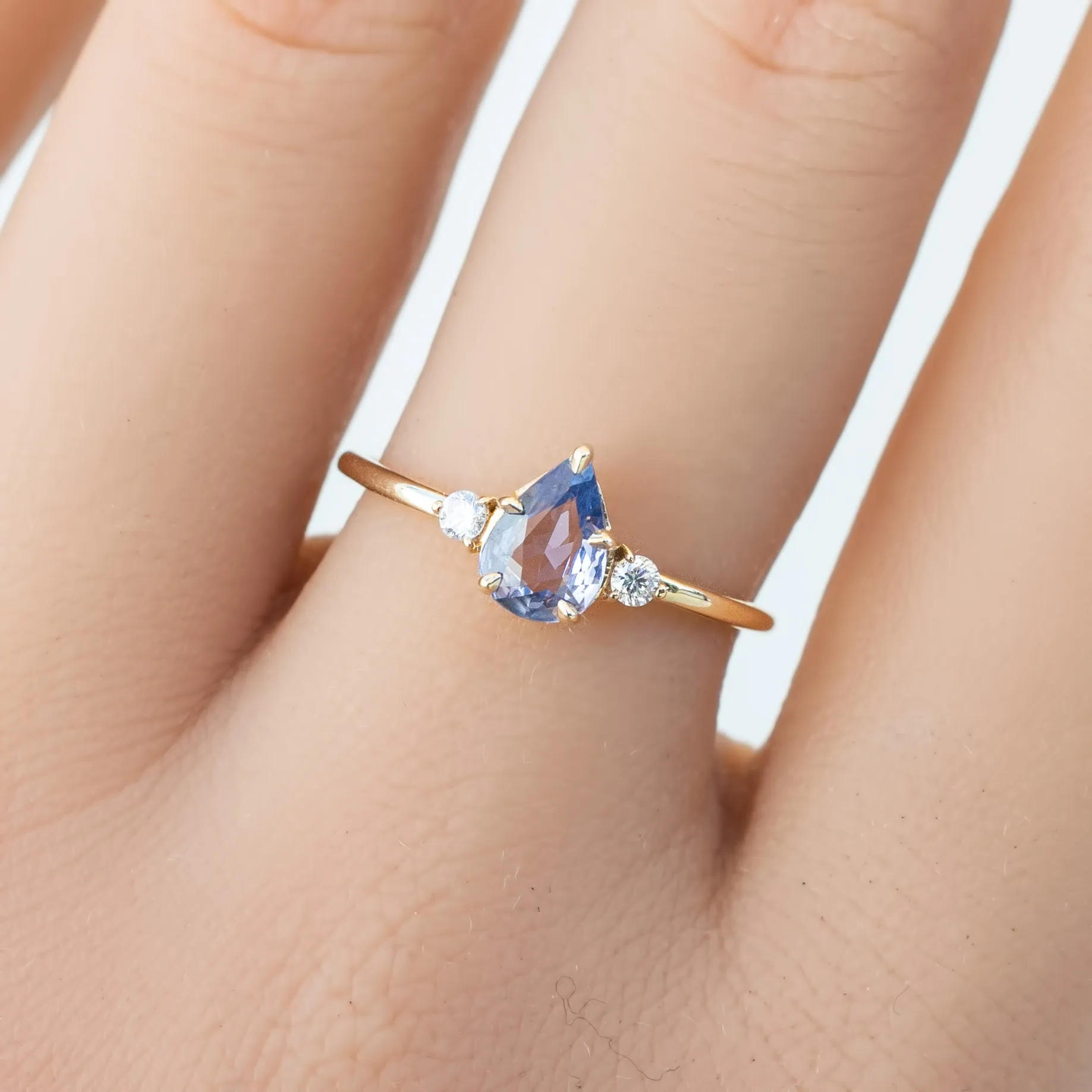 Emilie Ring 0.60ct Light Blue Madagascar Sapphire, 14K Yellow Gold (One of a kind)