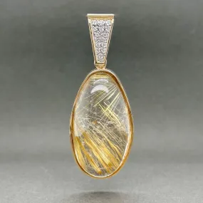 Estate 14K R Gold 85.00ct Rutilated Quartz & 0.14ctw H-I/SI1-2 Diamond Pendant