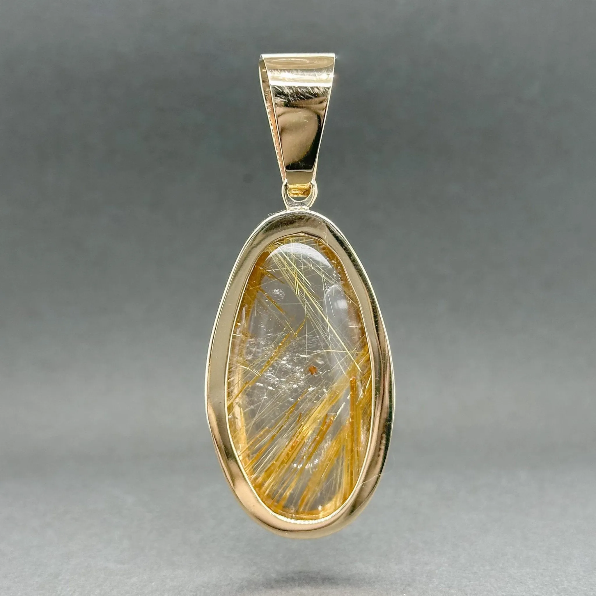 Estate 14K R Gold 85.00ct Rutilated Quartz & 0.14ctw H-I/SI1-2 Diamond Pendant