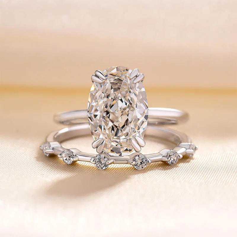 Exquisite Golden Tone Oval Cut Solitaire Bridal Set in Sterling Silver