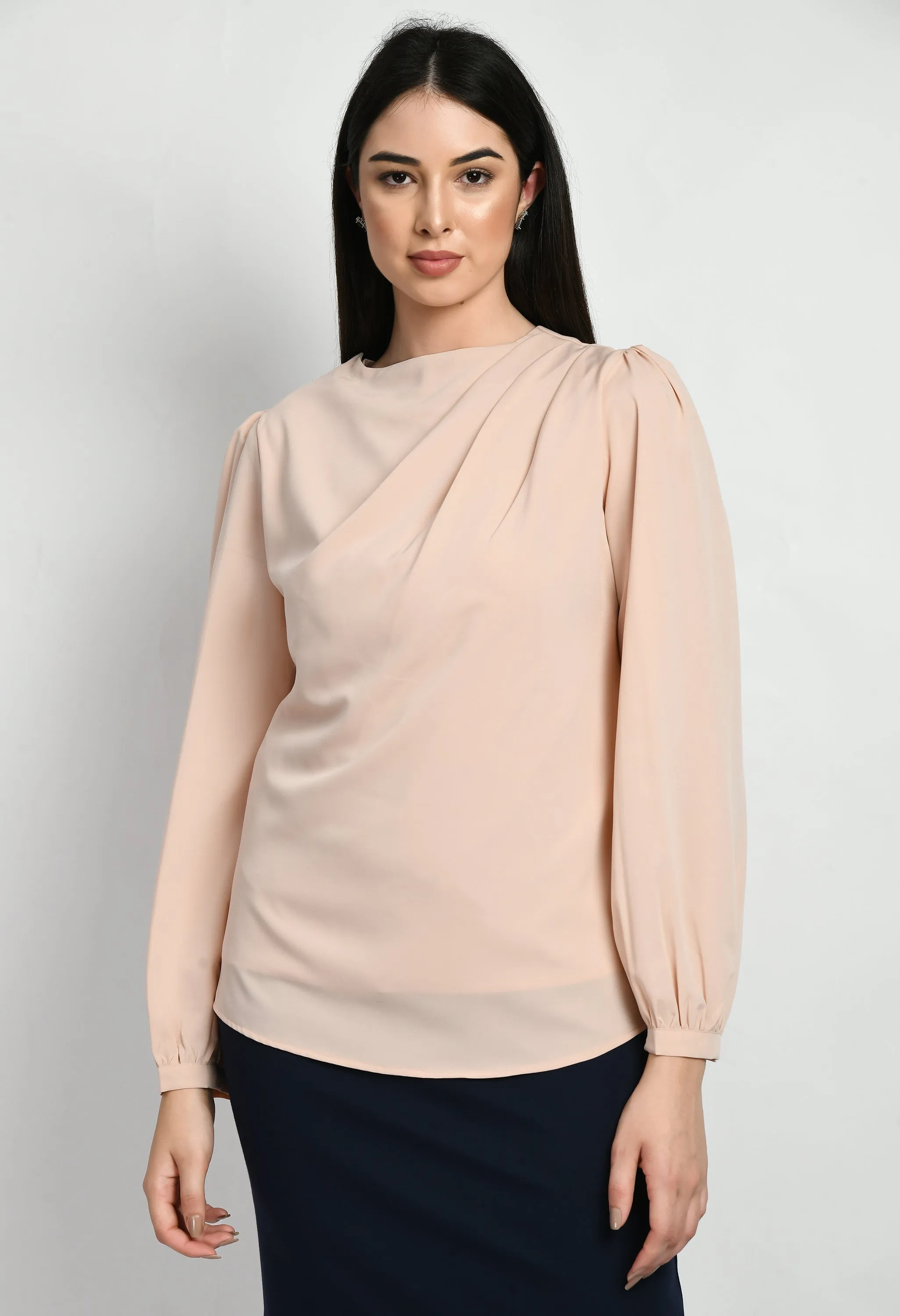 Exude Genius Pleat Detail Top (Peach)