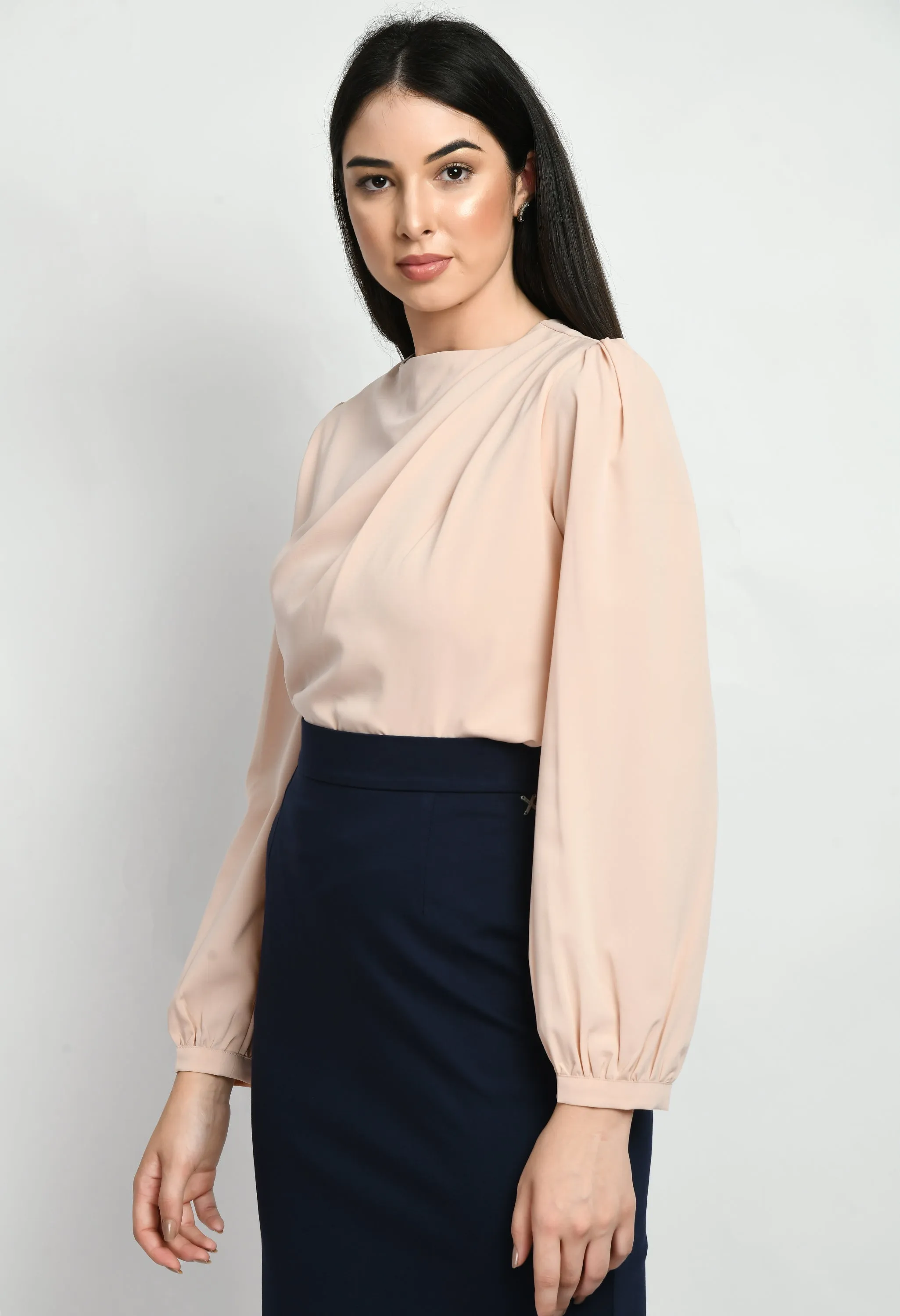 Exude Genius Pleat Detail Top (Peach)