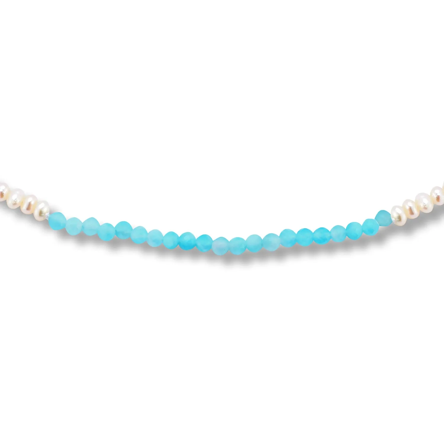 Flamenco Seedpearl and Amazonite color blocked Choker Necklace