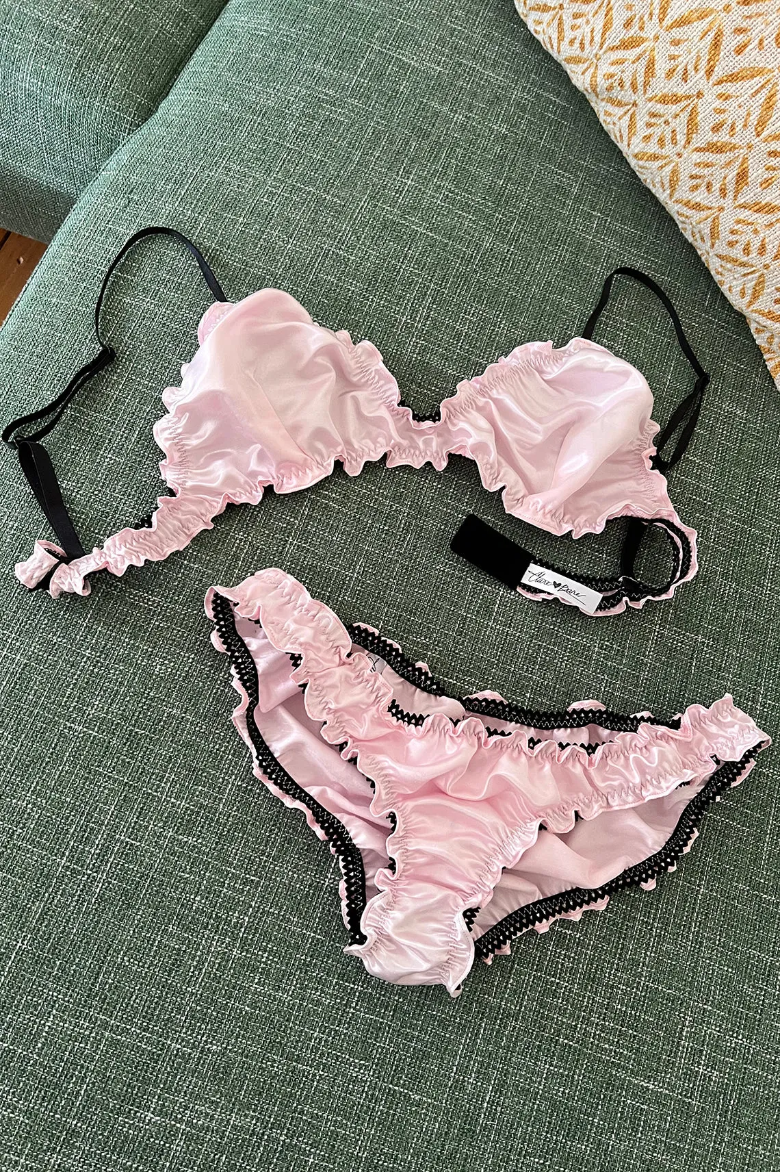 Florid Deadstock Satin Bralette in Vintage Pink