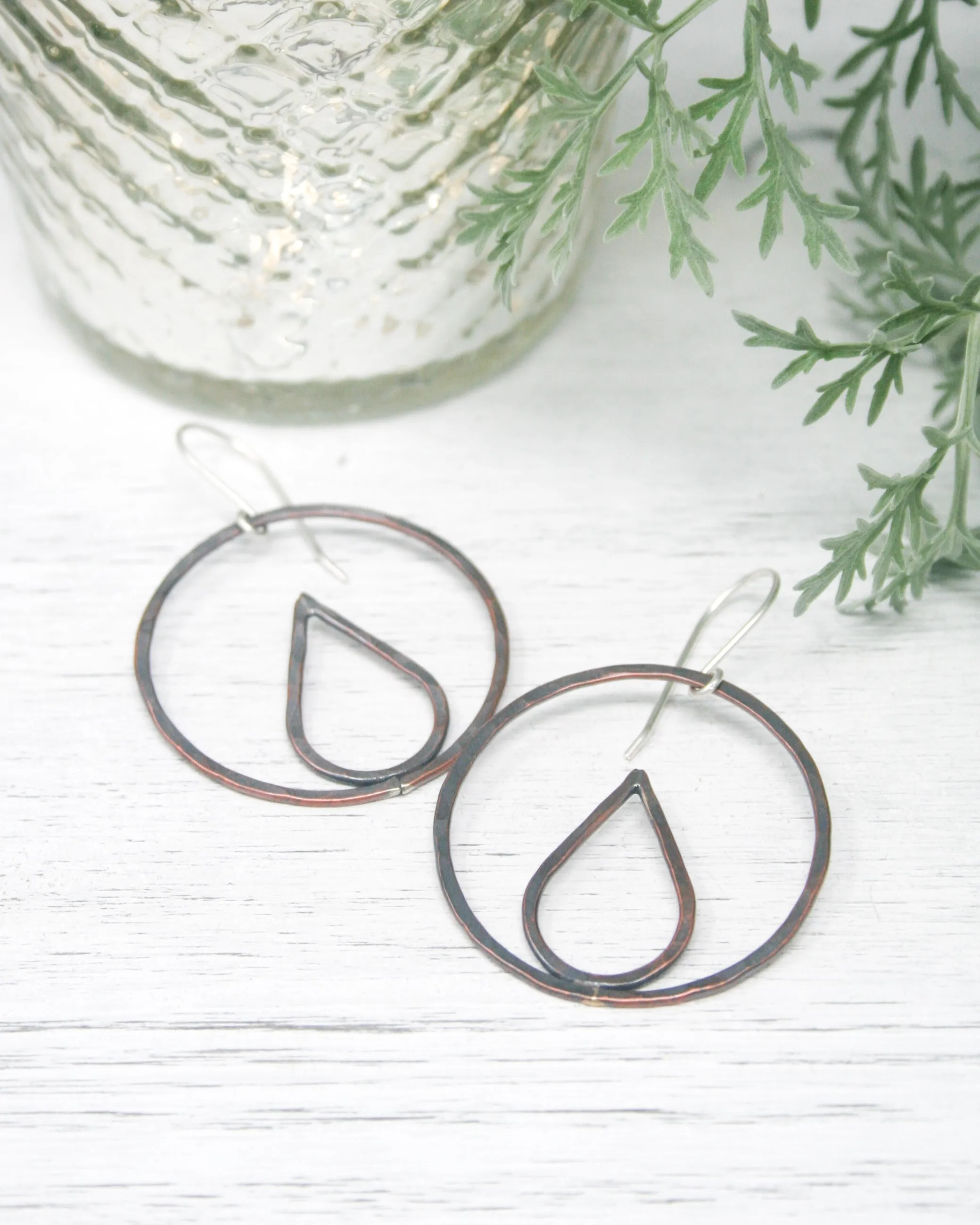 Forged Silhouette Hoop earrings - Rain Drop [ready to ship]