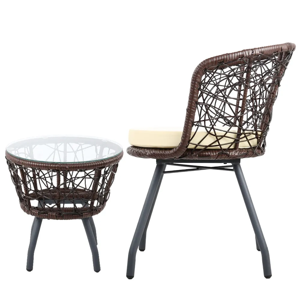 Gardeon Outdoor Patio Chair and Table - Brown