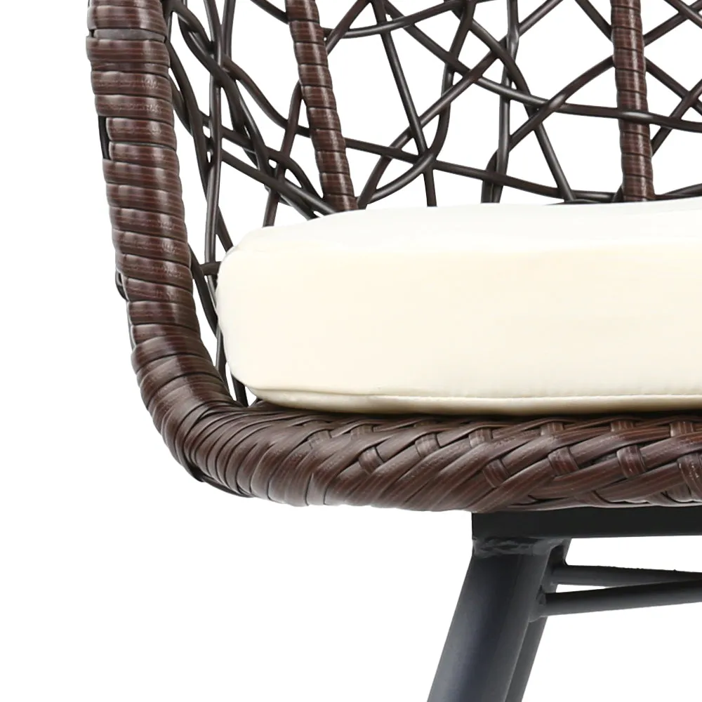 Gardeon Outdoor Patio Chair and Table - Brown