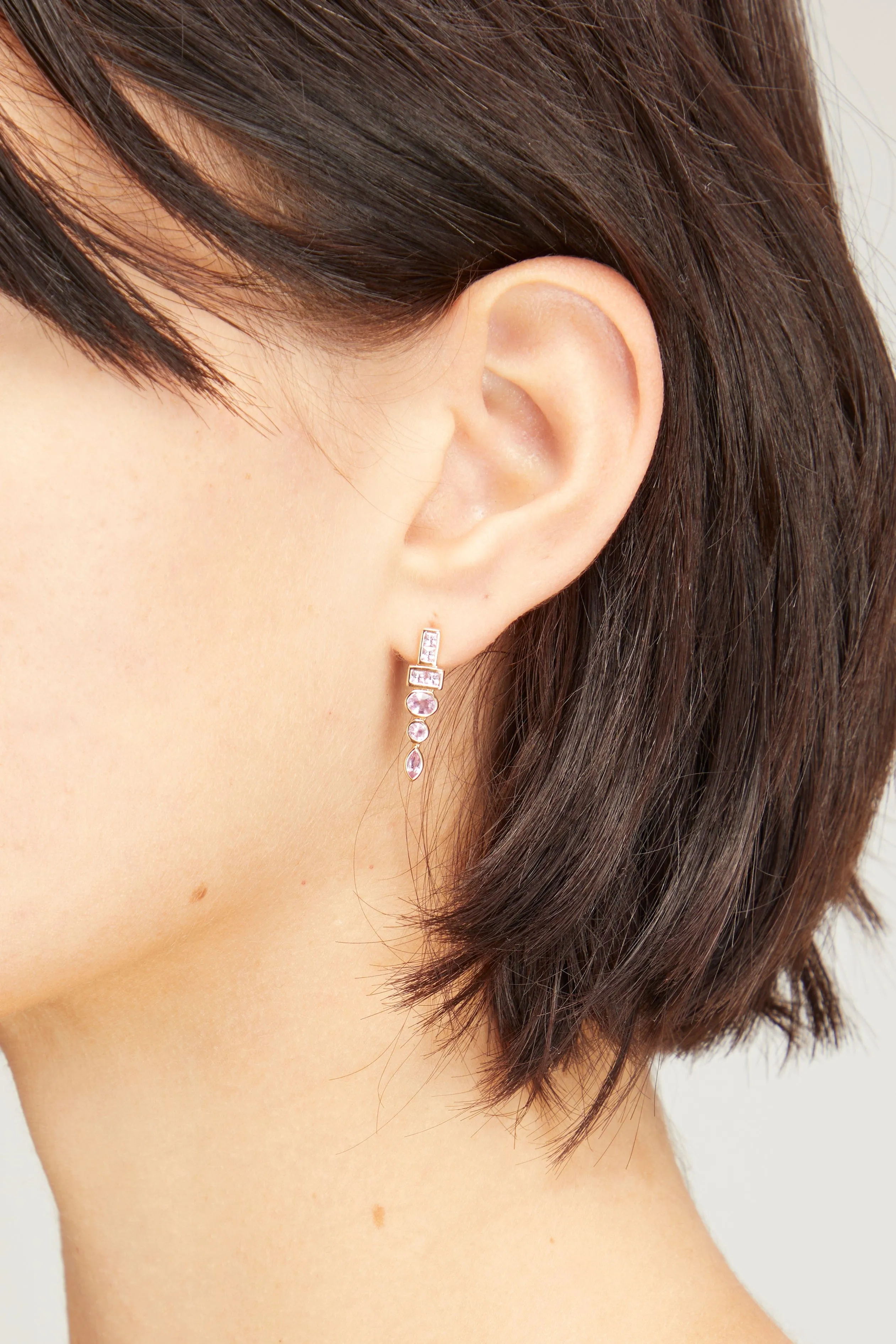 Geometric Stud Earring in Pink Sapphire