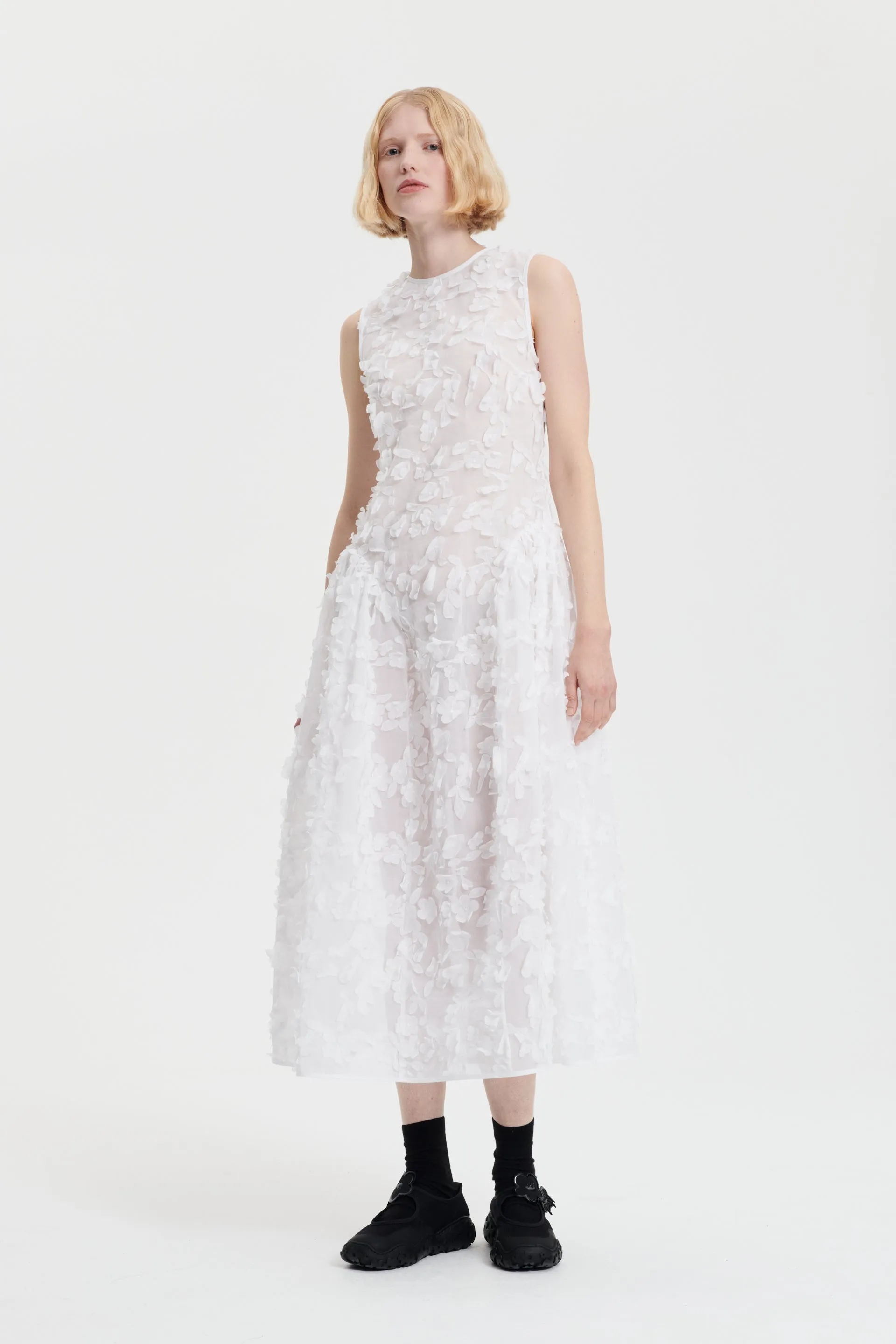 GINE | DRESS VIOLA EMBROIDERY WHITE