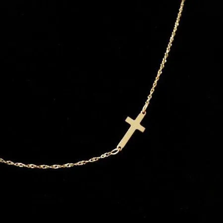 Gold Side Cross Necklace-Giuliana Rancic-Kardashians