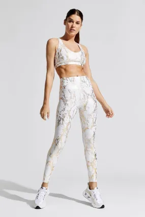 Gold Snakeskin High Waist Ruched Metallic Legging