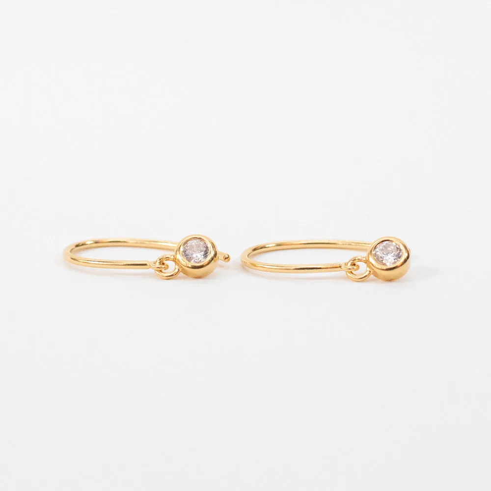 Gold Vermeil Oval Hook Earrings With Drop