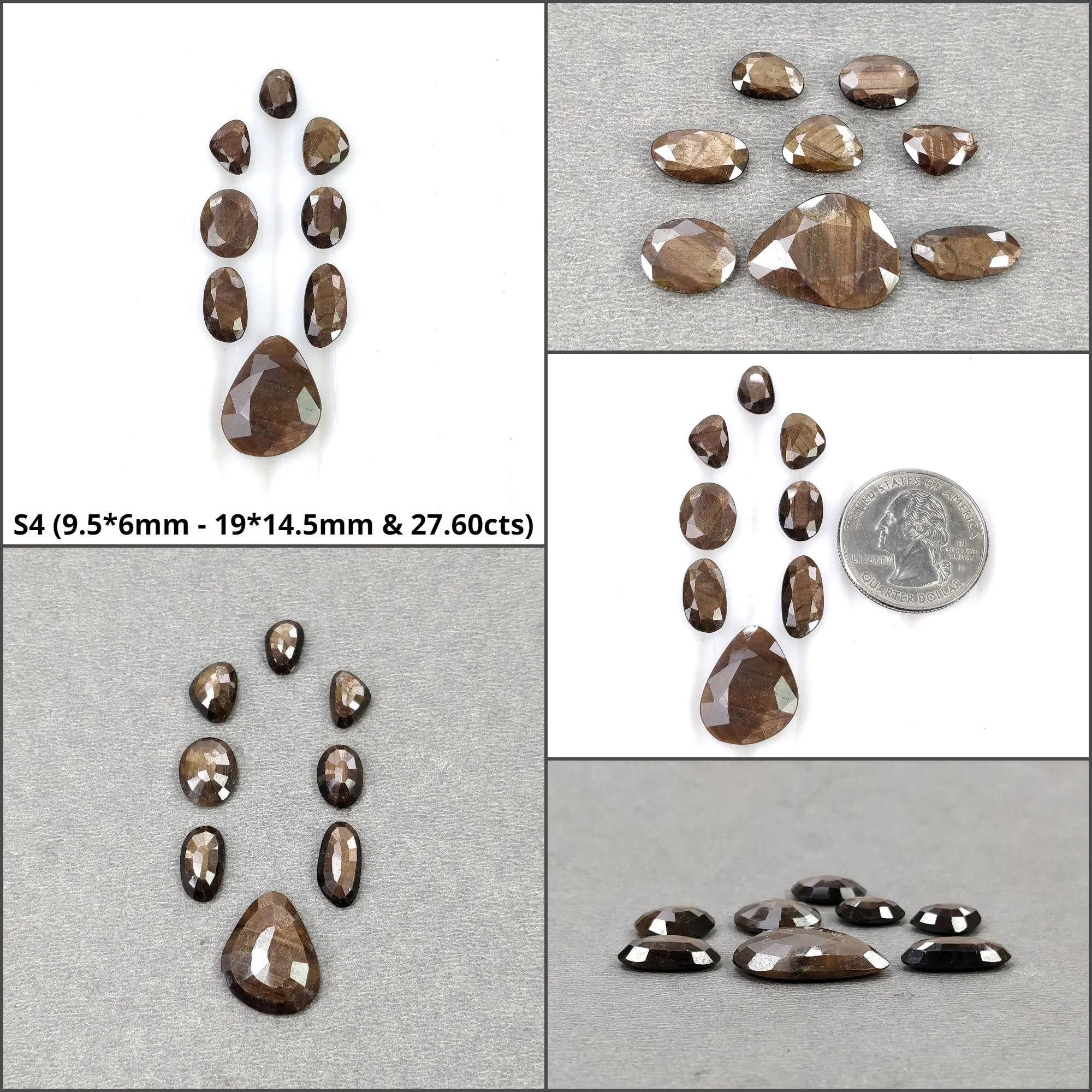 Golden Sapphire Gemstone Normal Cut : Natural Untreated Chocolate Sheen Sapphire Uneven Shape Set