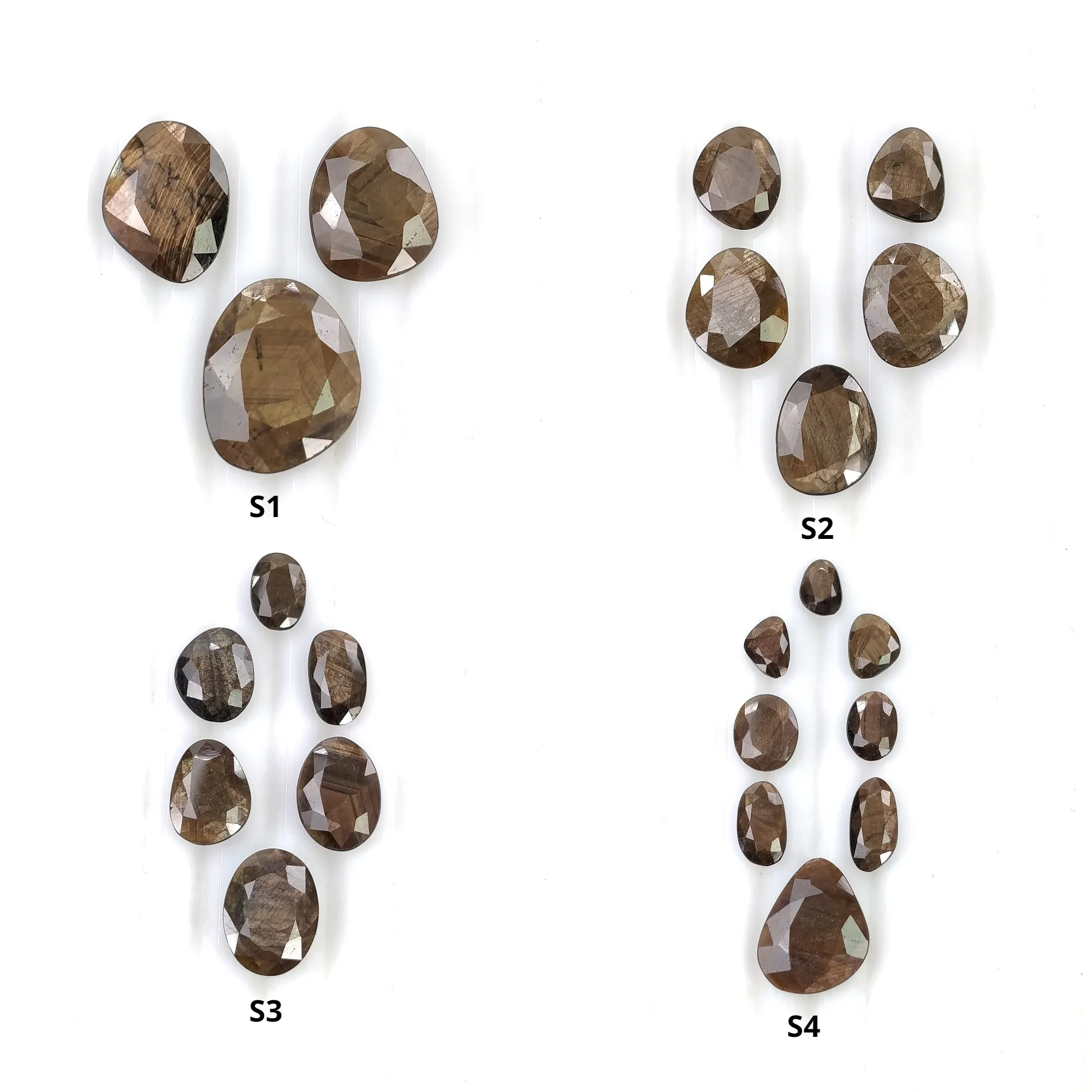 Golden Sapphire Gemstone Normal Cut : Natural Untreated Chocolate Sheen Sapphire Uneven Shape Set