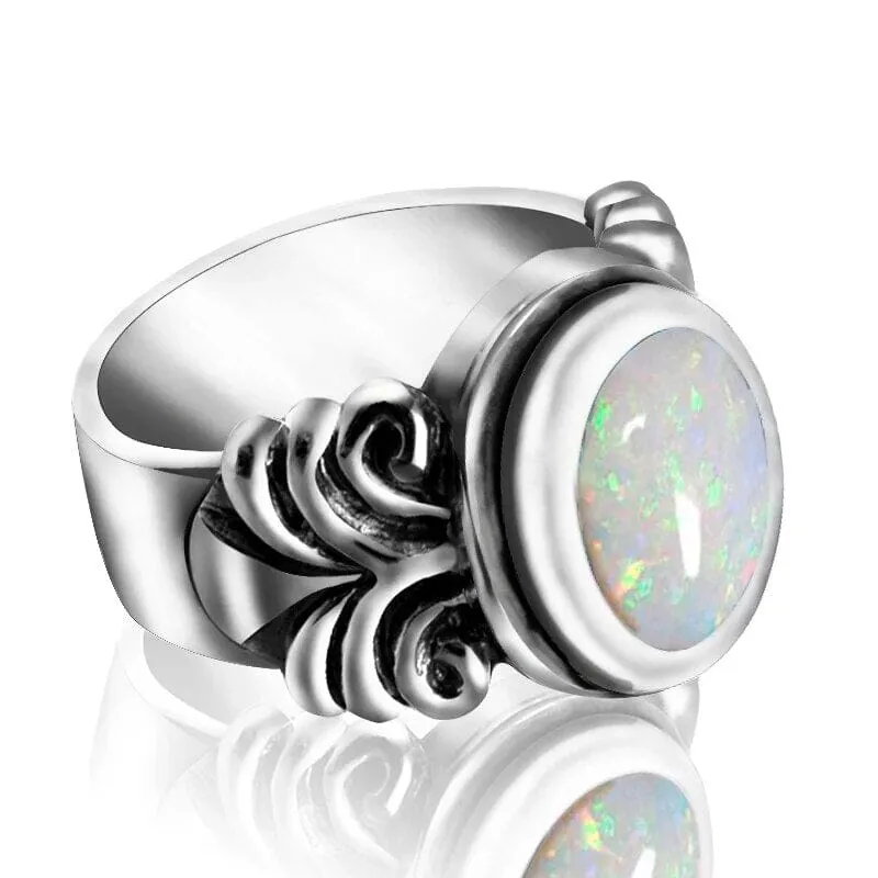 Gothic Vintage Opal 925 Sterling Silver Ring