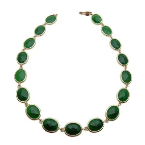 Green Jade Choker Necklace Oval Shape