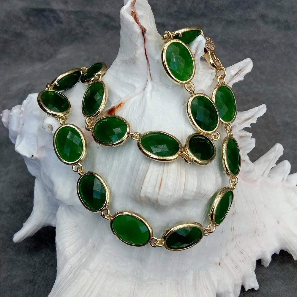 Green Jade Choker Necklace Oval Shape