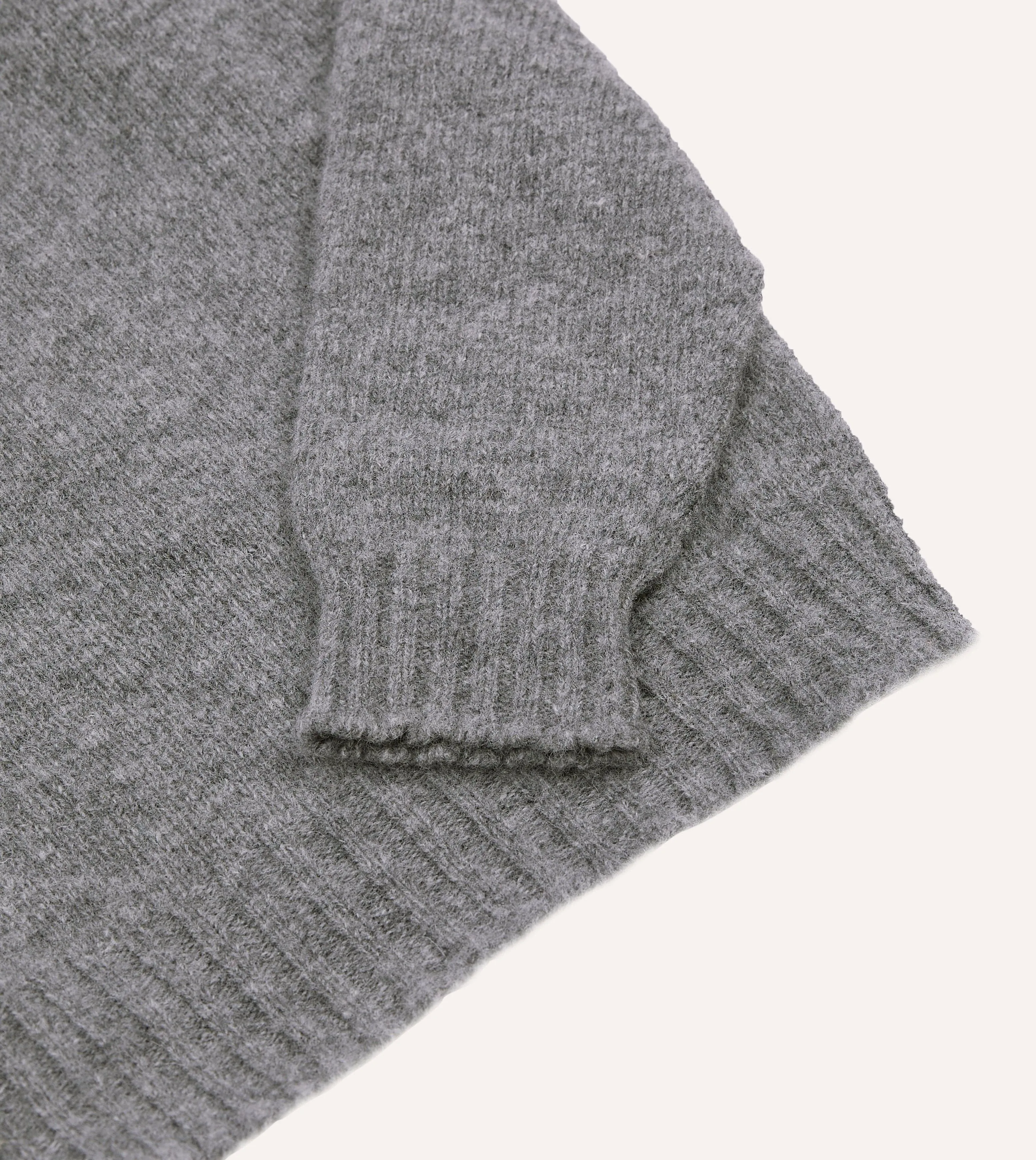 Grey Brushed Shetland Mock Neck Jumper