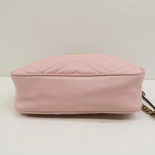 Gucci Marmont Gg Small Matelasse Calfskin Pink Leather Shoulder Bag