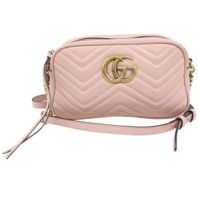 Gucci Marmont Gg Small Matelasse Calfskin Pink Leather Shoulder Bag