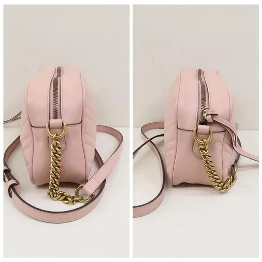 Gucci Marmont Gg Small Matelasse Calfskin Pink Leather Shoulder Bag