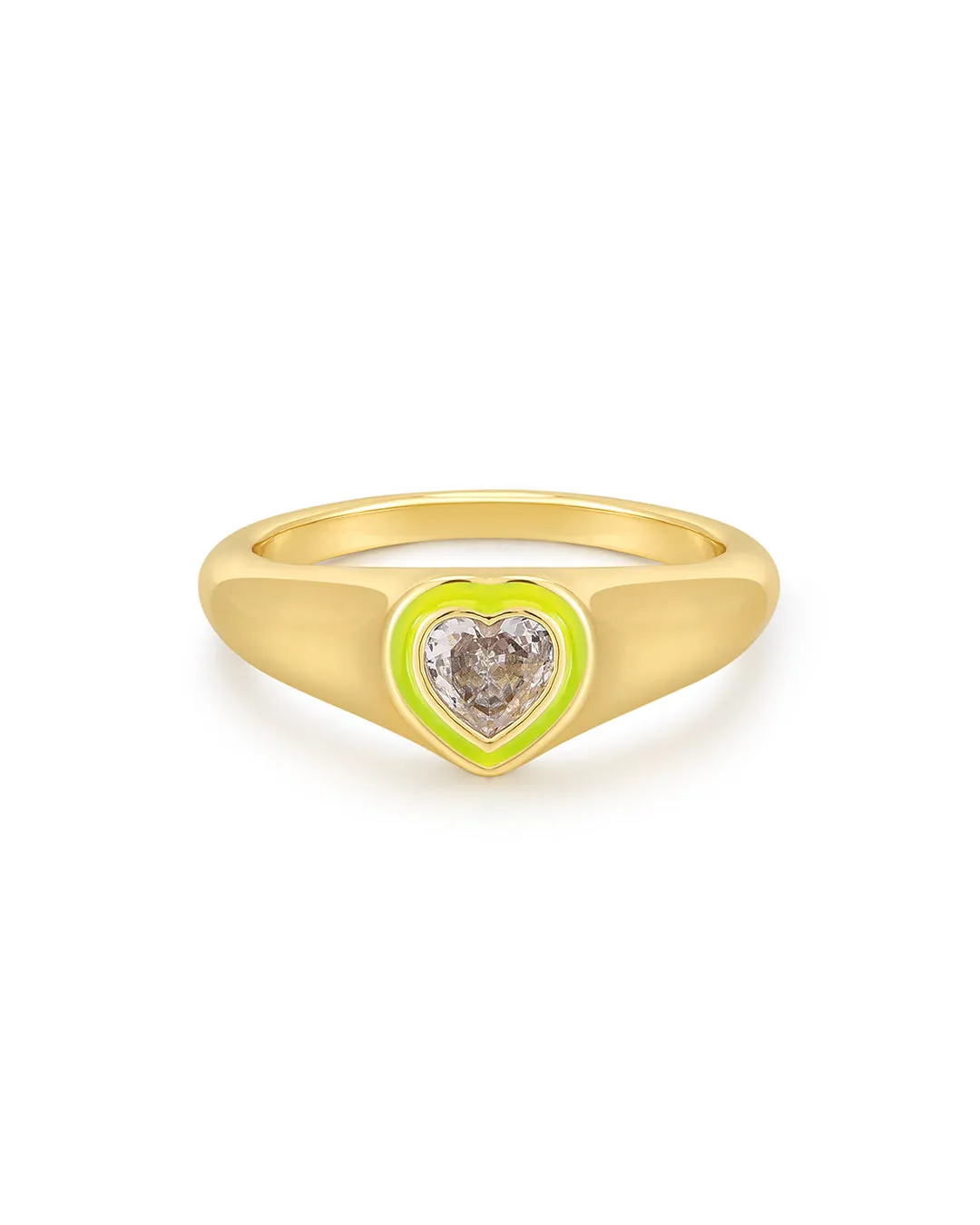 Heart Signet Ring- Neon Yellow- Gold