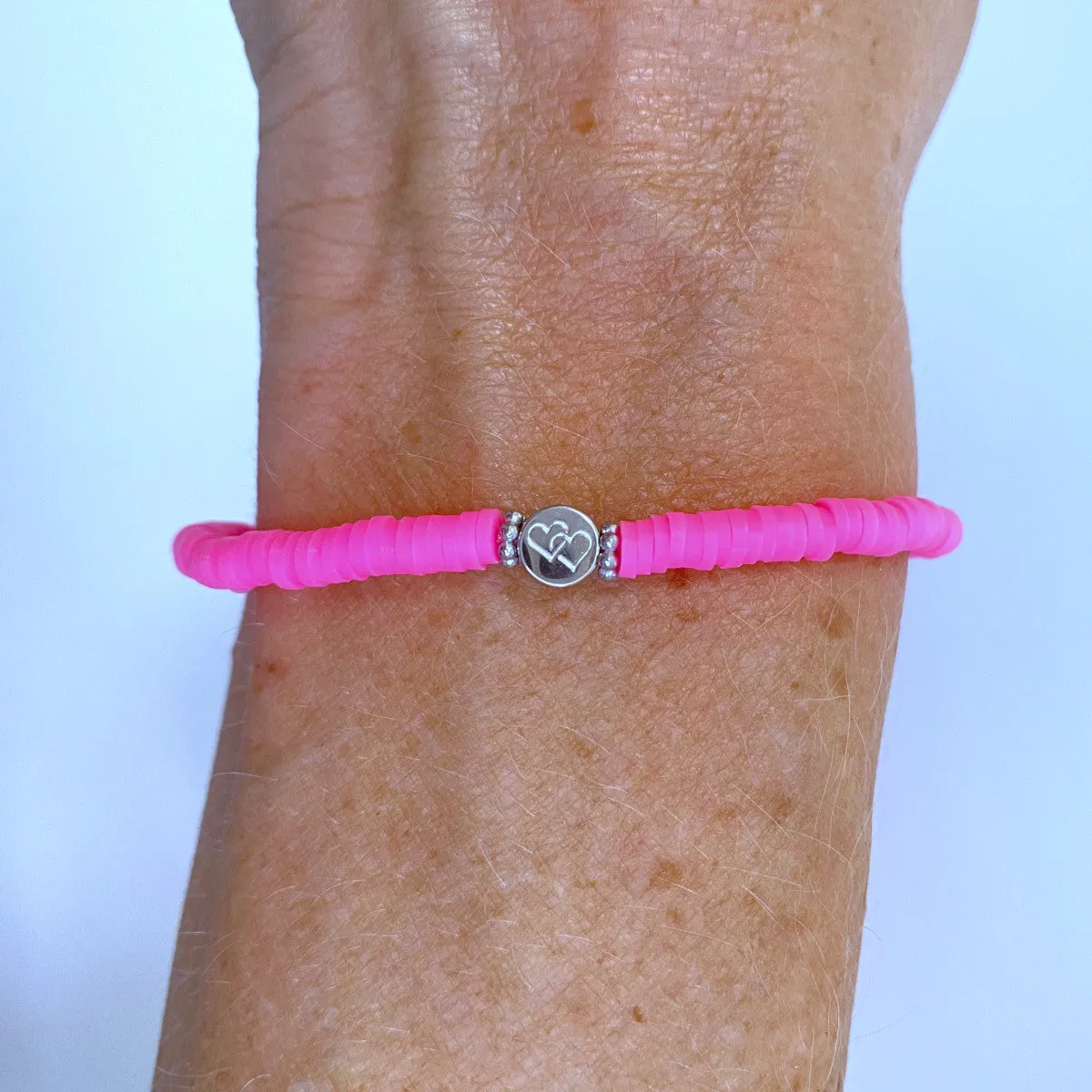 Herzlein® NEON-Armbändchen "Doppelherz" in Pink