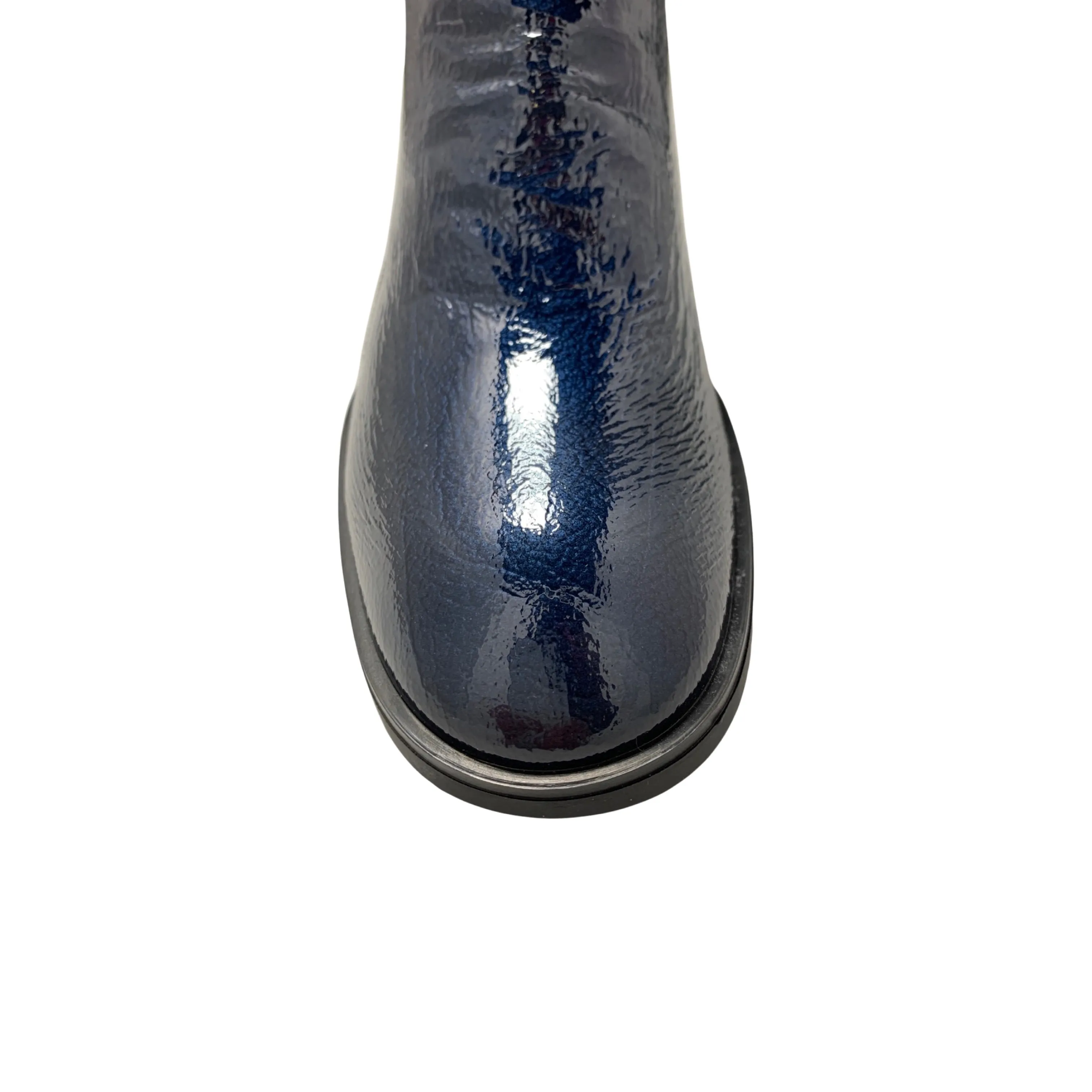 HI222345 Navy Patent Low Heel Bootie