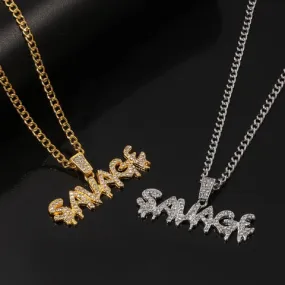 Hip hop iced out savage pendant