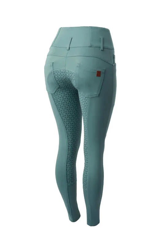 Horze Tara Ladies High-Waist Gel Seat Breeches (Teal)