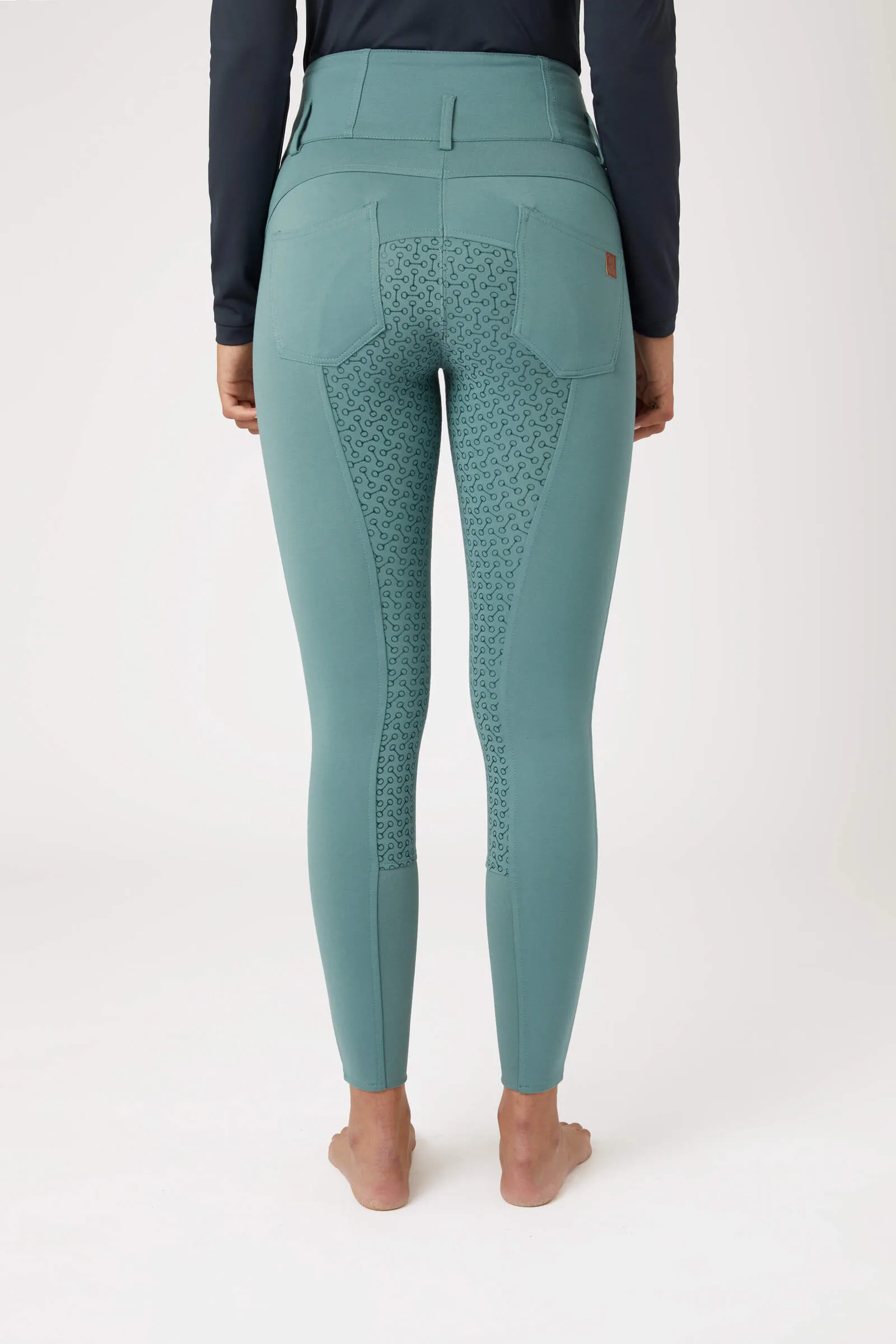 Horze Tara Ladies High-Waist Gel Seat Breeches (Teal)