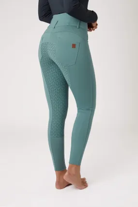 Horze Tara Ladies High-Waist Gel Seat Breeches (Teal)