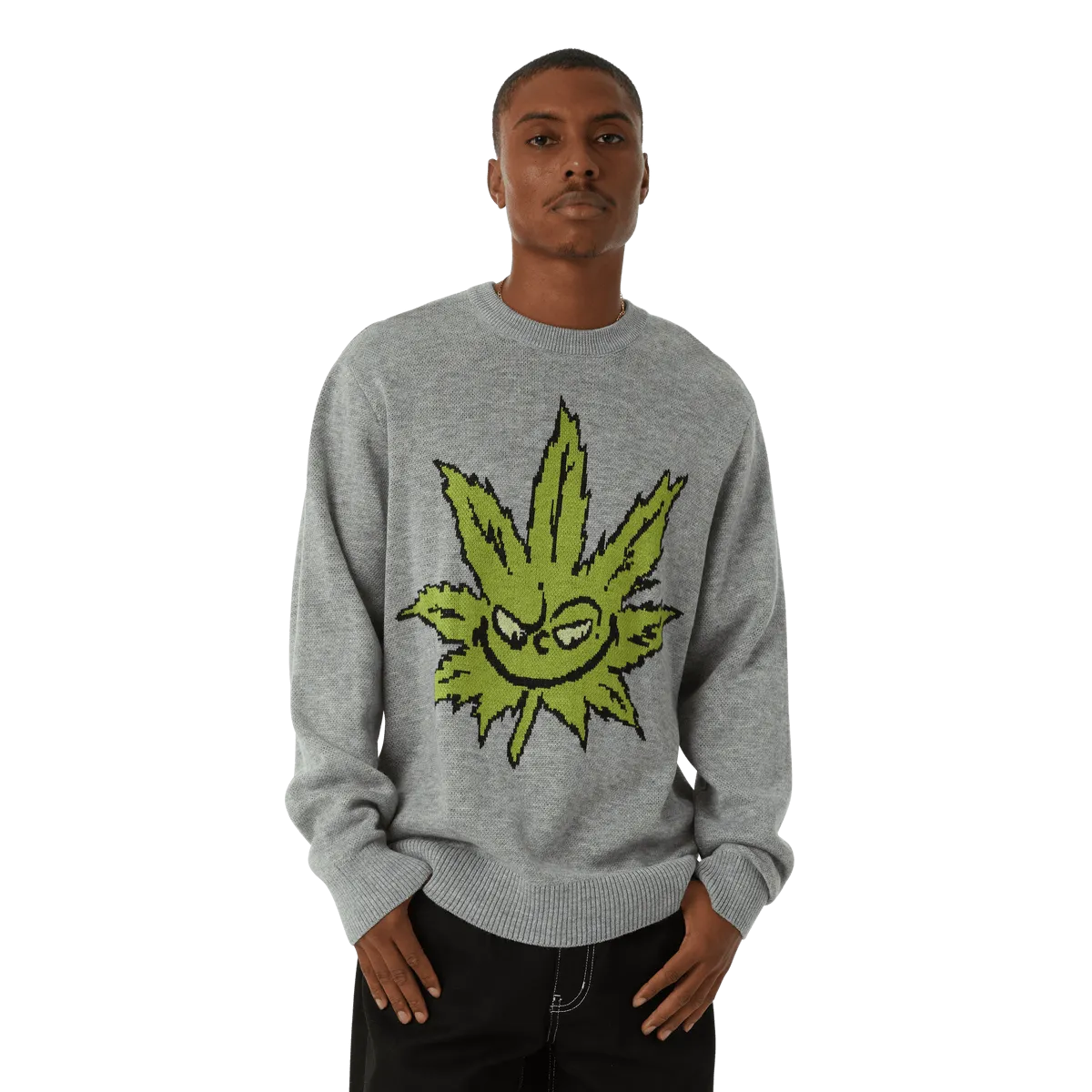 HUF GREENCH BUDDY CREWNECK SWEATER-GREY